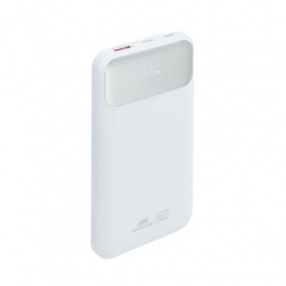 Hordozható akkumulátor, beépített kábellel, 10000mAh, RIVACASE "VA2211", fehér